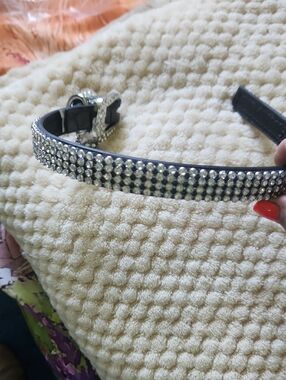 Crystal-Embellished Black Dog Coller Size Med